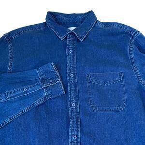 Old Navy Everyday Denim Shirt Men XL Blue Button Up Long Sleeve Regular Fit NWT